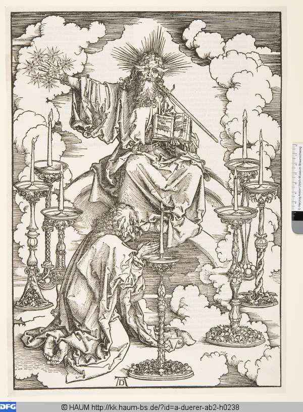 Johannes erblickt die sieben Leuchter, Albrecht Dürer, 1496