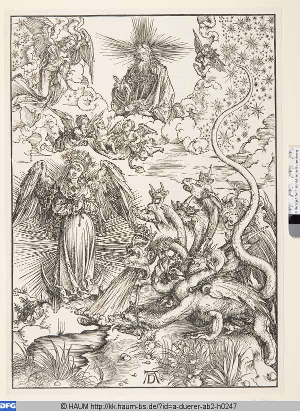 Das Sonnenweib und der siebenköpfige Drache, Albrecht Dürer, 1497
