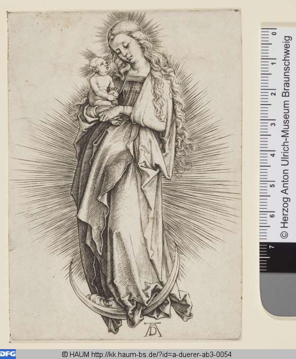 Die Jungfrau mit dem langen Haar auf der Mondsichel, Albrecht Dürer, 1508