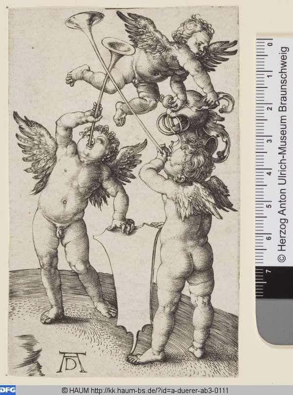 Drei Genien als Wappenhalter, Albrecht Dürer, 1500–1501