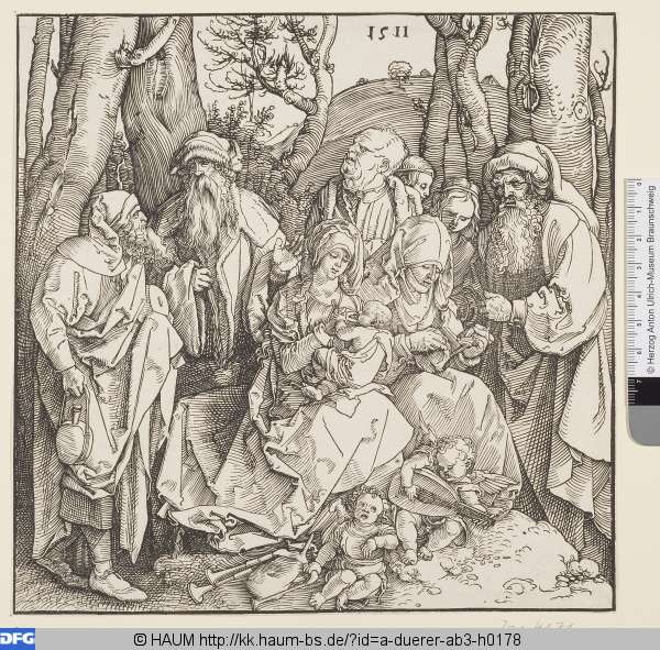 Die Heilige Sippe mit zwei musizierenden Engelknaben, Albrecht Dürer, 1511