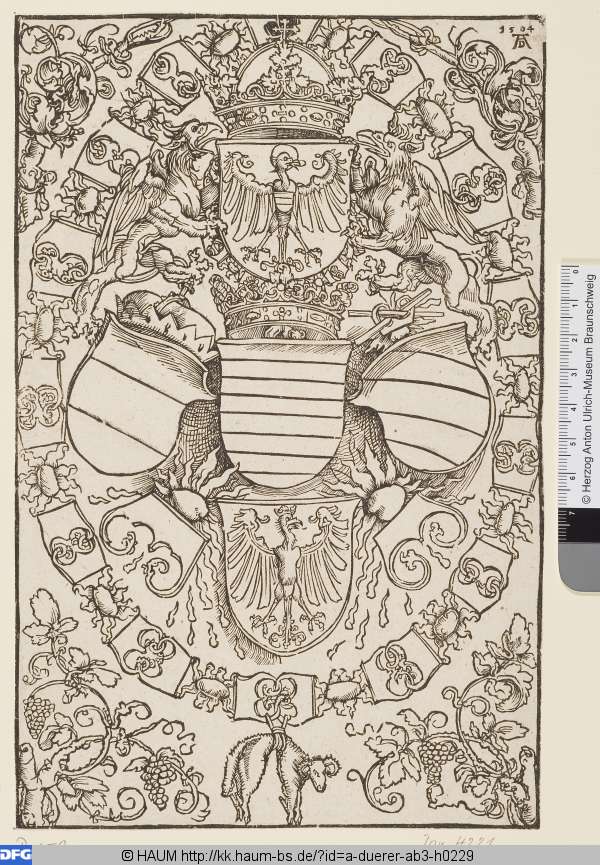 Das Wappen Maximilians I. als römischer König, Albrecht Dürer, 1491–1519