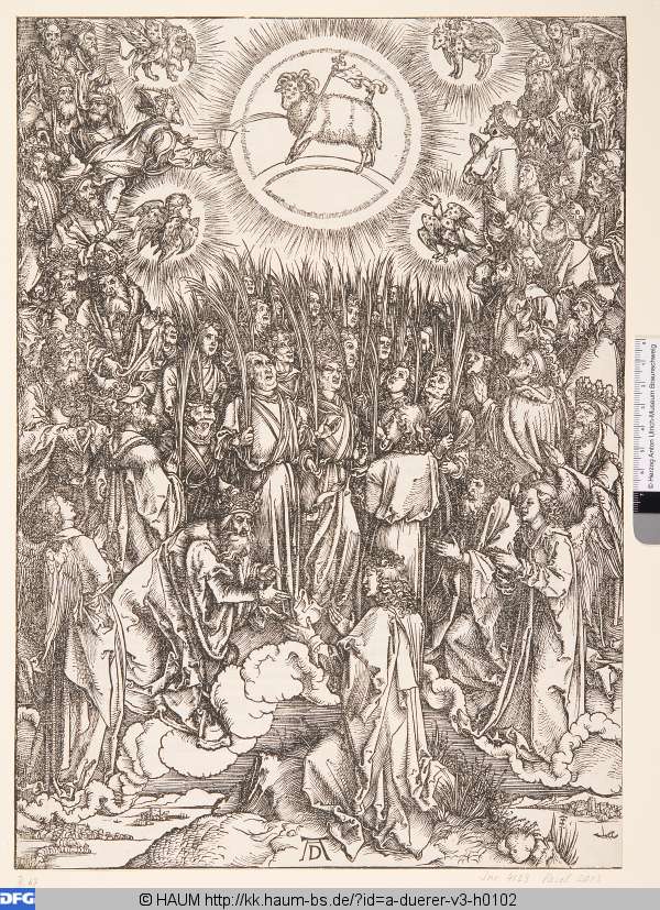 Lobgesang der Auserwählten im Himmel und Anbetung des Lammes, Albrecht Dürer, 1496