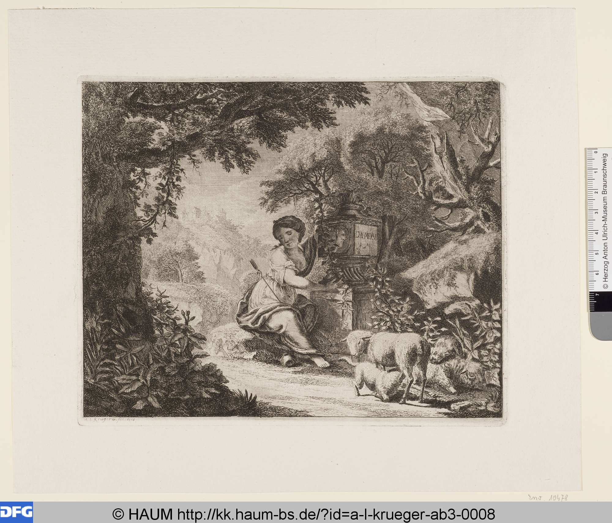 Hirtin am Gedenkstein, Andreas Ludwig Krüger, 1778