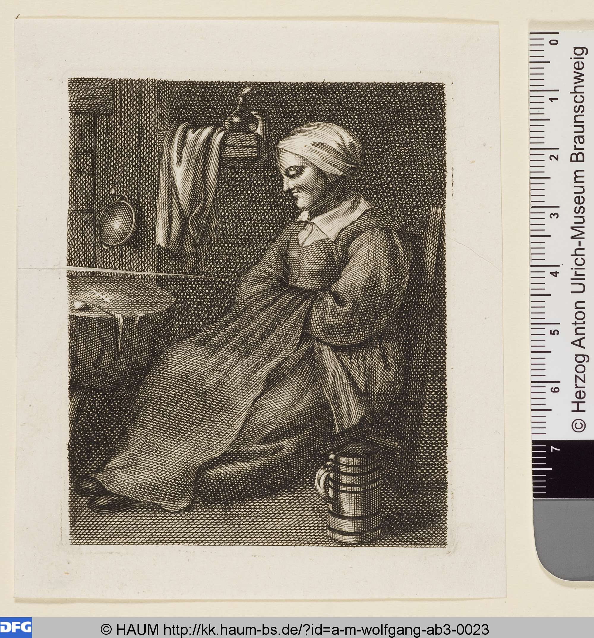 [Eine sitzende Magd; A seated maid], Andreas Matthäus Wolfgang, 1684