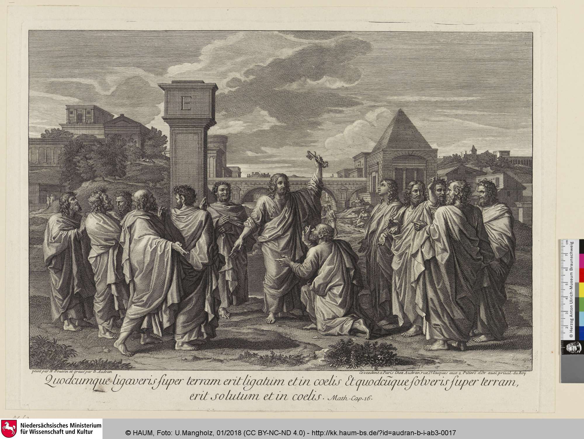 Quodcumque ligaveris super terram erit ligatum et in coelis Et quodcu[m]que solveris super terram, erit solutum et in coelis, Benoît Audran the Elder, 1681–1703