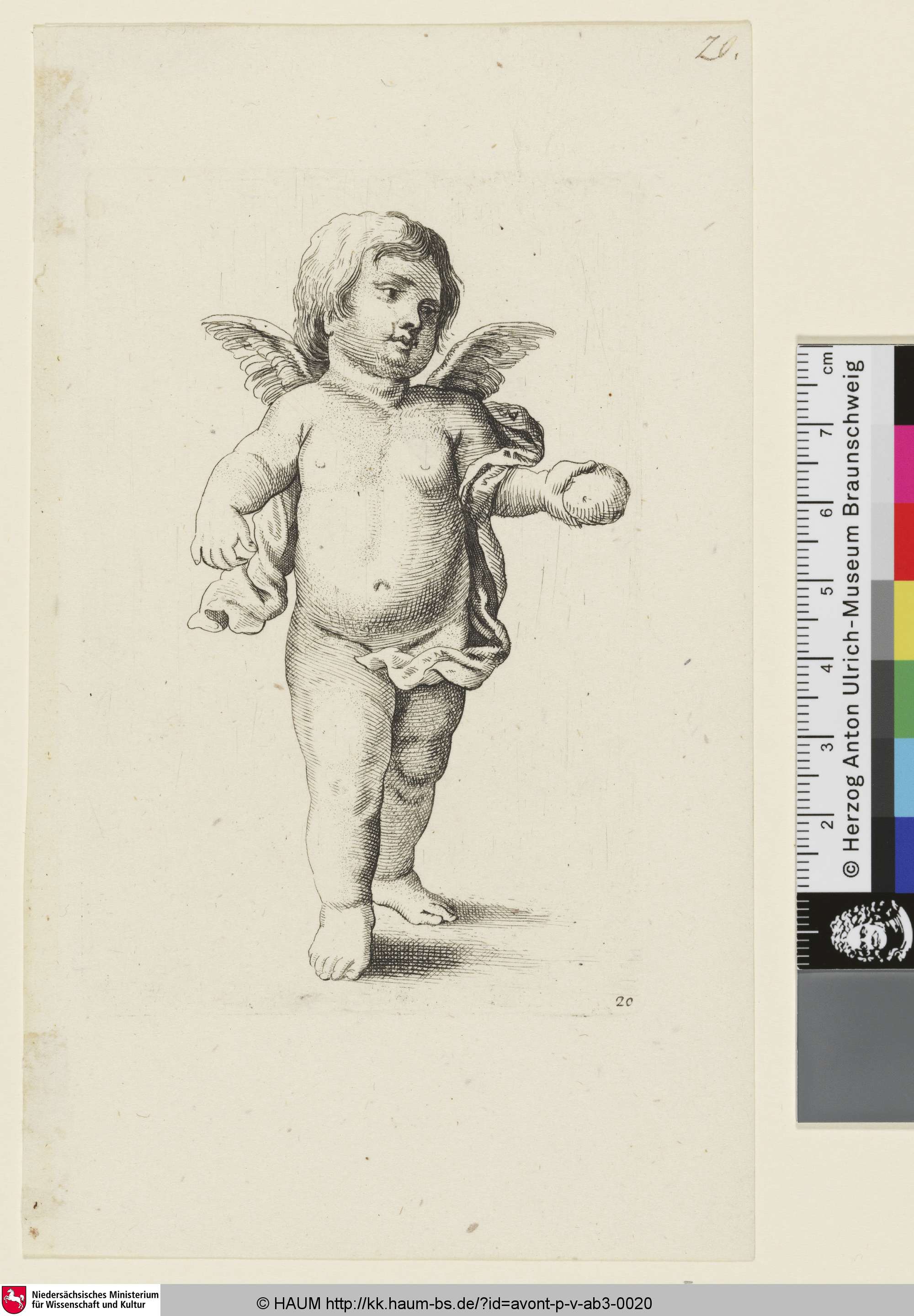 [Stehender Putto, in der linken Hand einen Apfel haltend], Frederick de Wit, 1619–1652