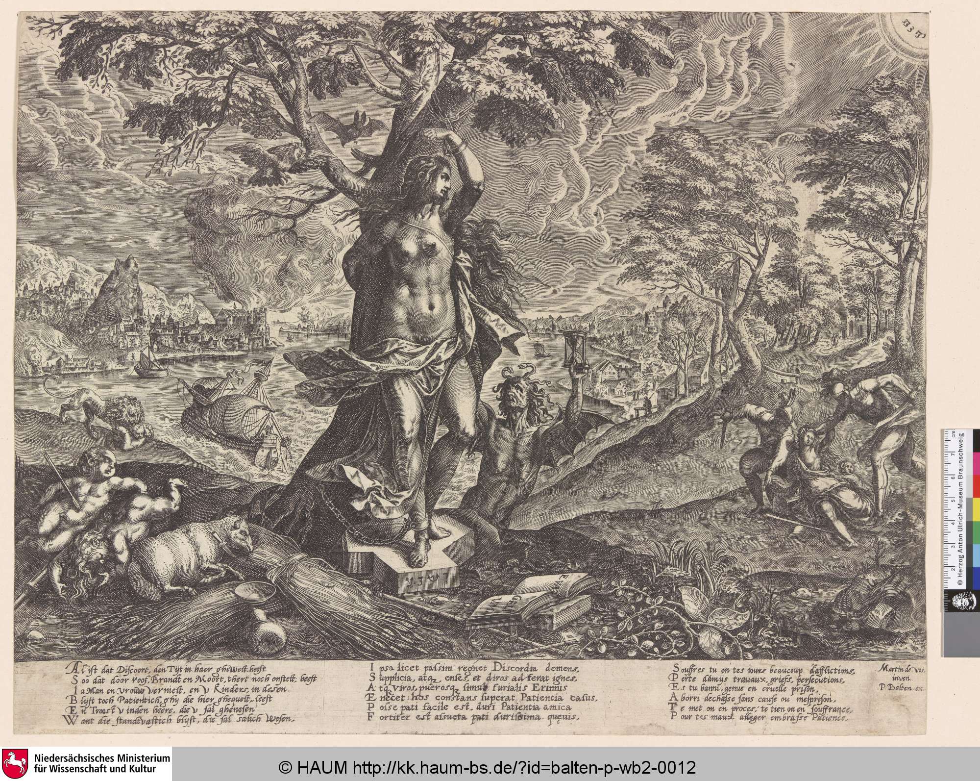 [Die standhafte Geduld während der Tyannei der Zwietracht; Steadfast Patience during the Tyranny of Discord], Antonius II Wierix, 1577