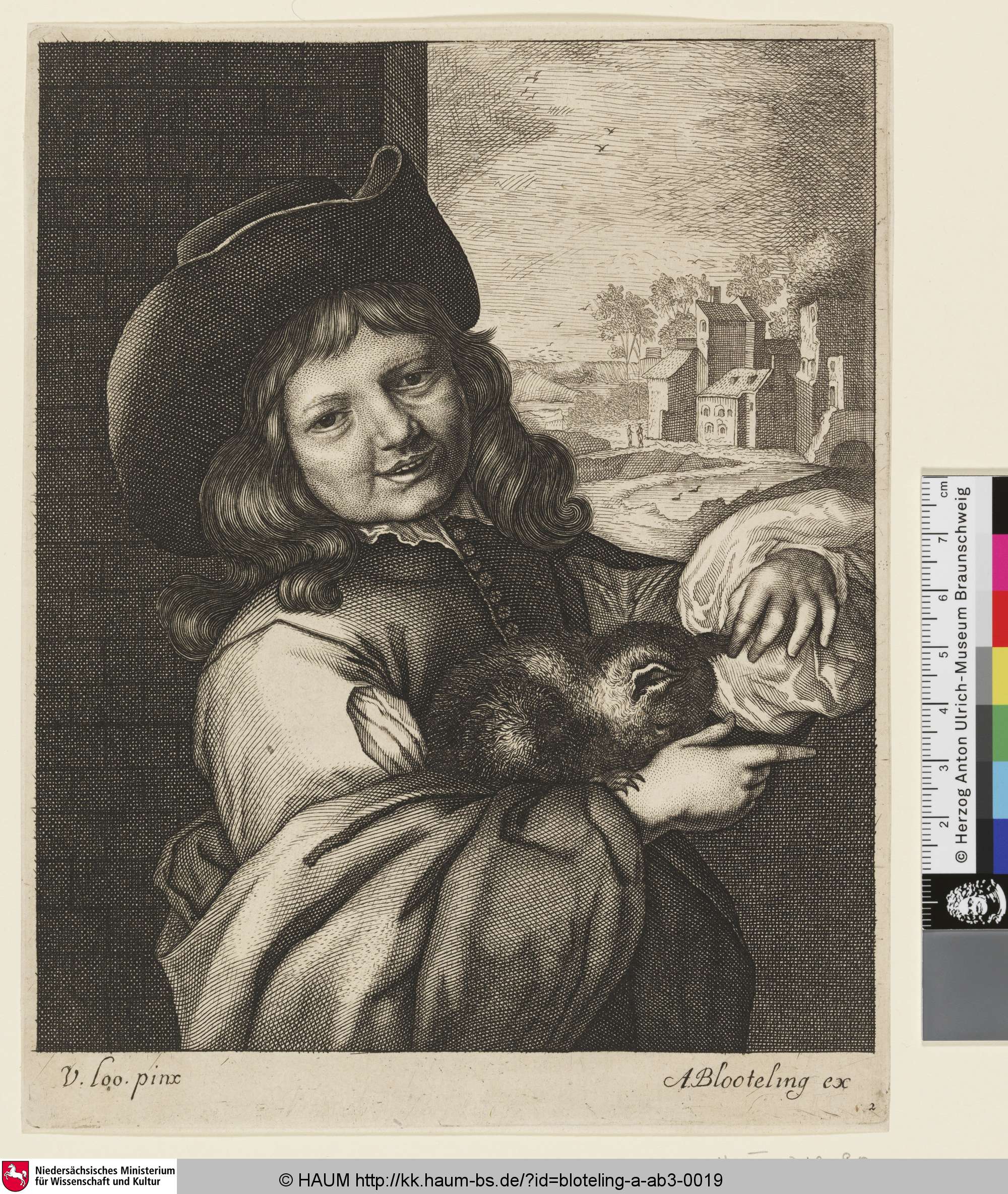 [Lachender Knabe mit Katze; The laughing boy with the cat], Jacob van Loo, 1660–1690