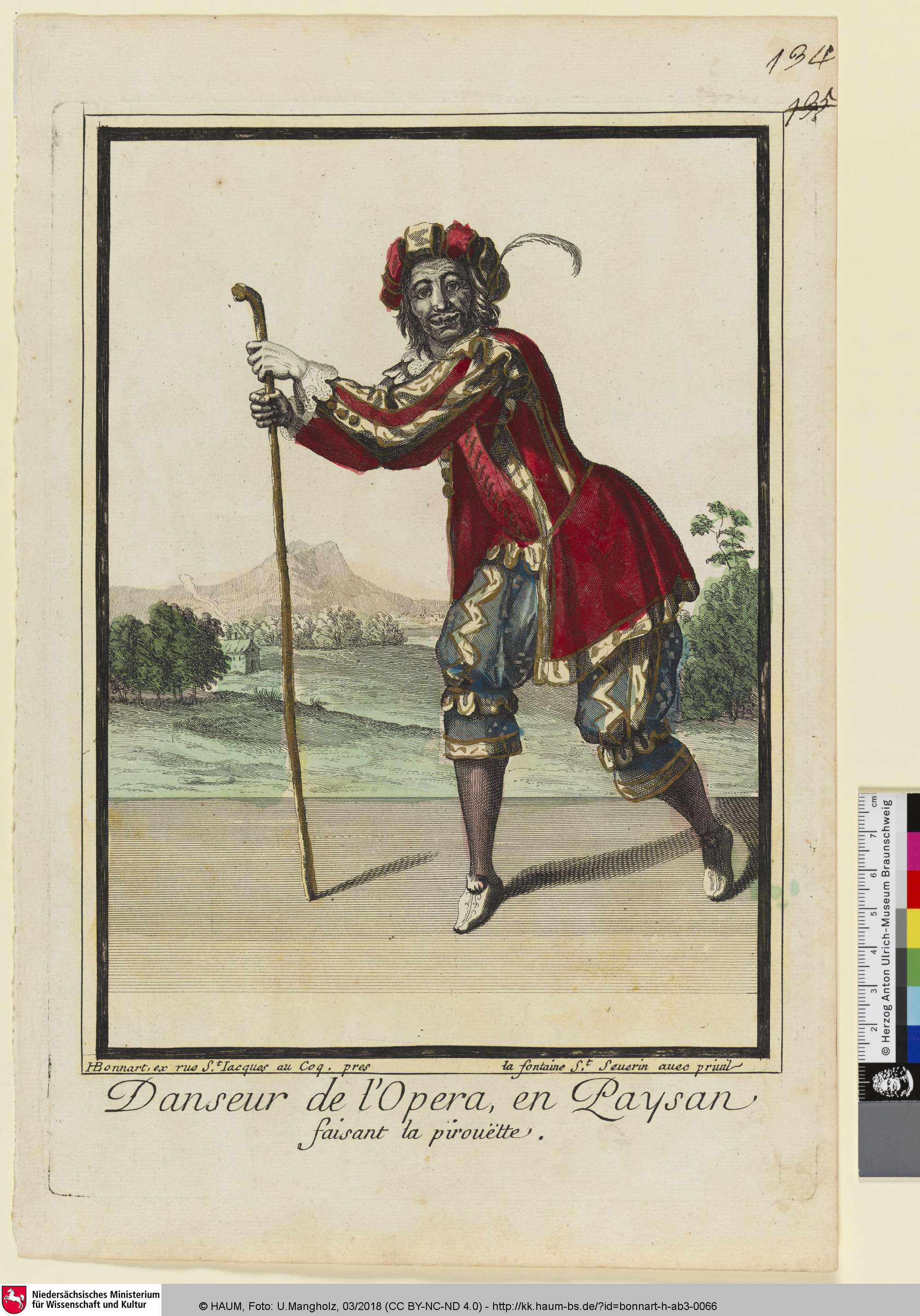 Danseur de l'Opera, en Paysan, Henri Bonnart, 1690–1711