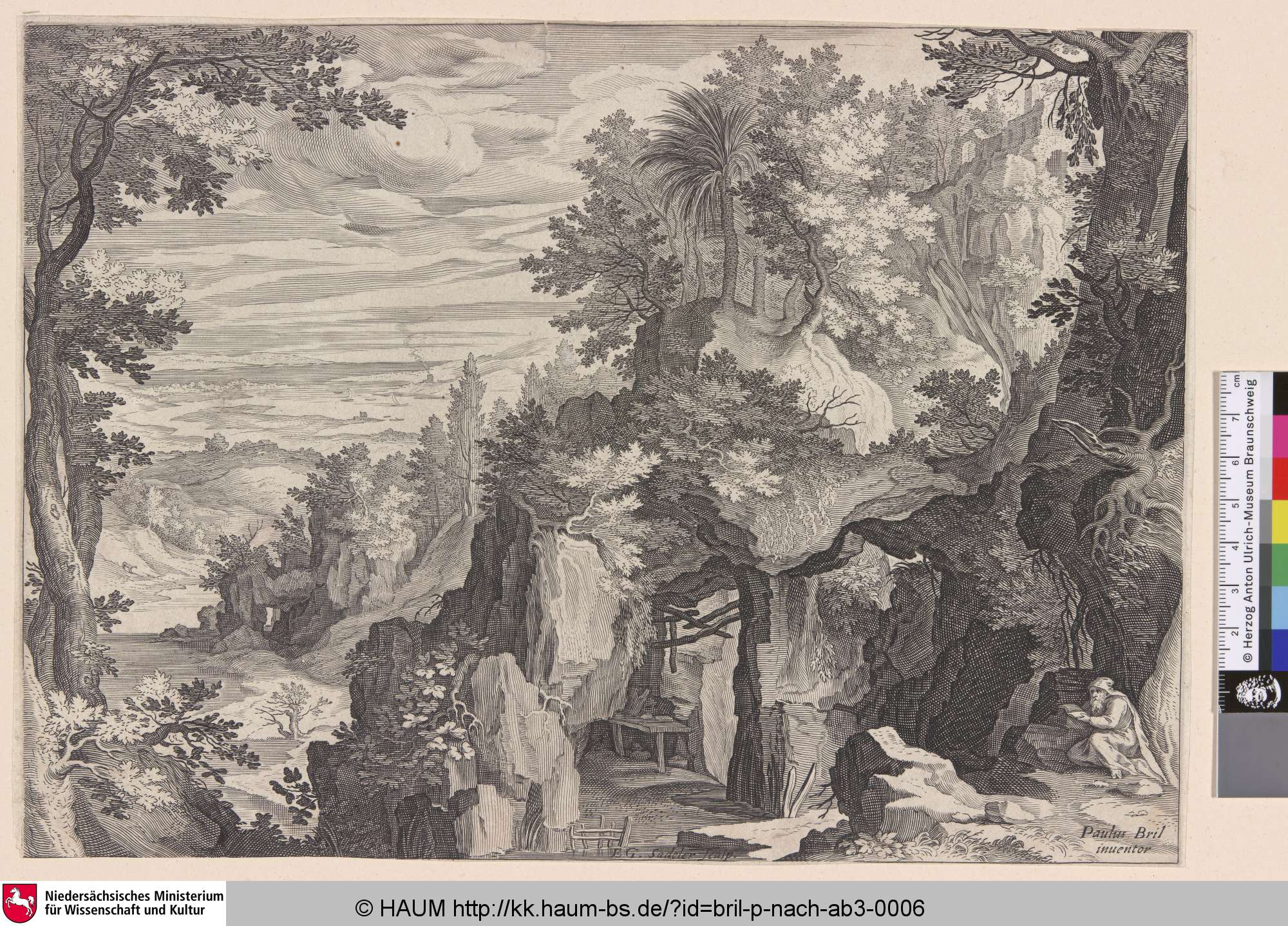 [Landschaft mit lesendem Eremit; Landscape with Reading Hermit; Berglandschap met een kluizenaar], Paul Bril, 1590–1629