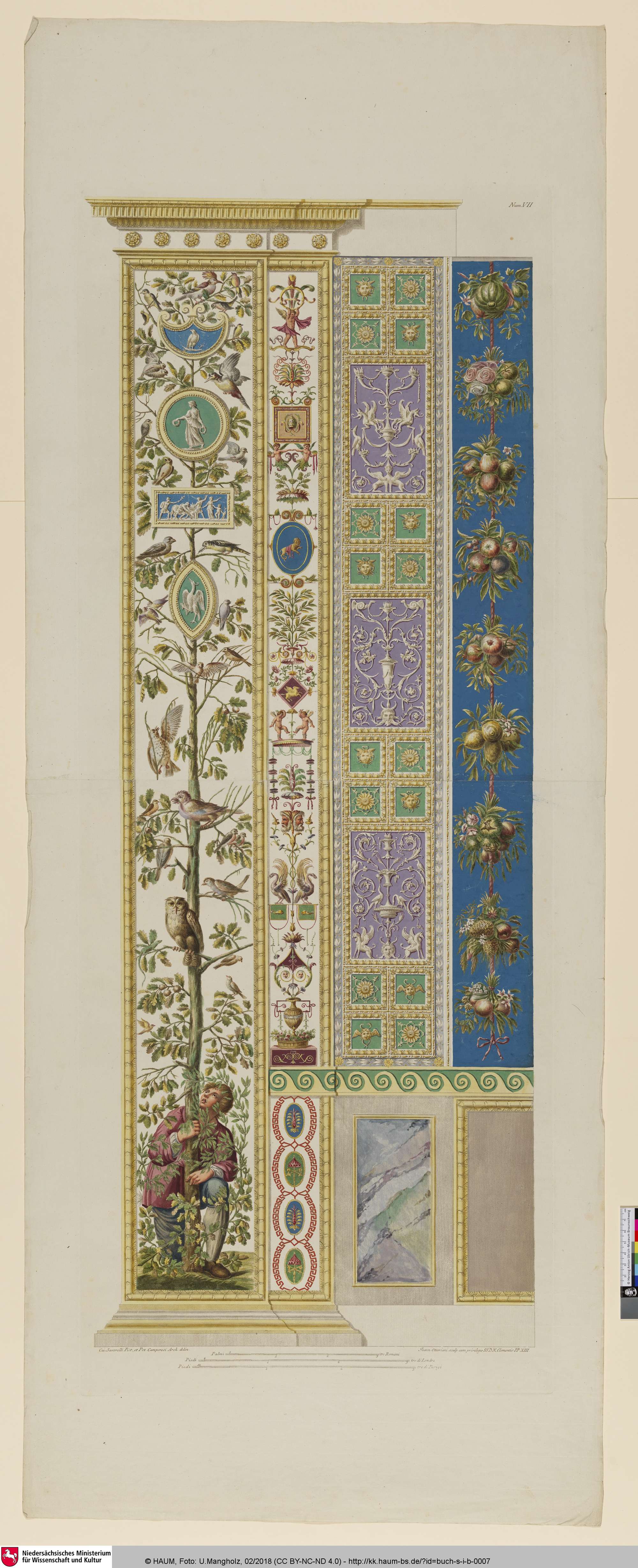 [Loggie di Rafaele nel Vaticano, Roma 1776/1777, Parte prima, Taf. 7: Pilaster Loggia VII (Der Vogelfänger)], Pietro Camporese, 1772–1776