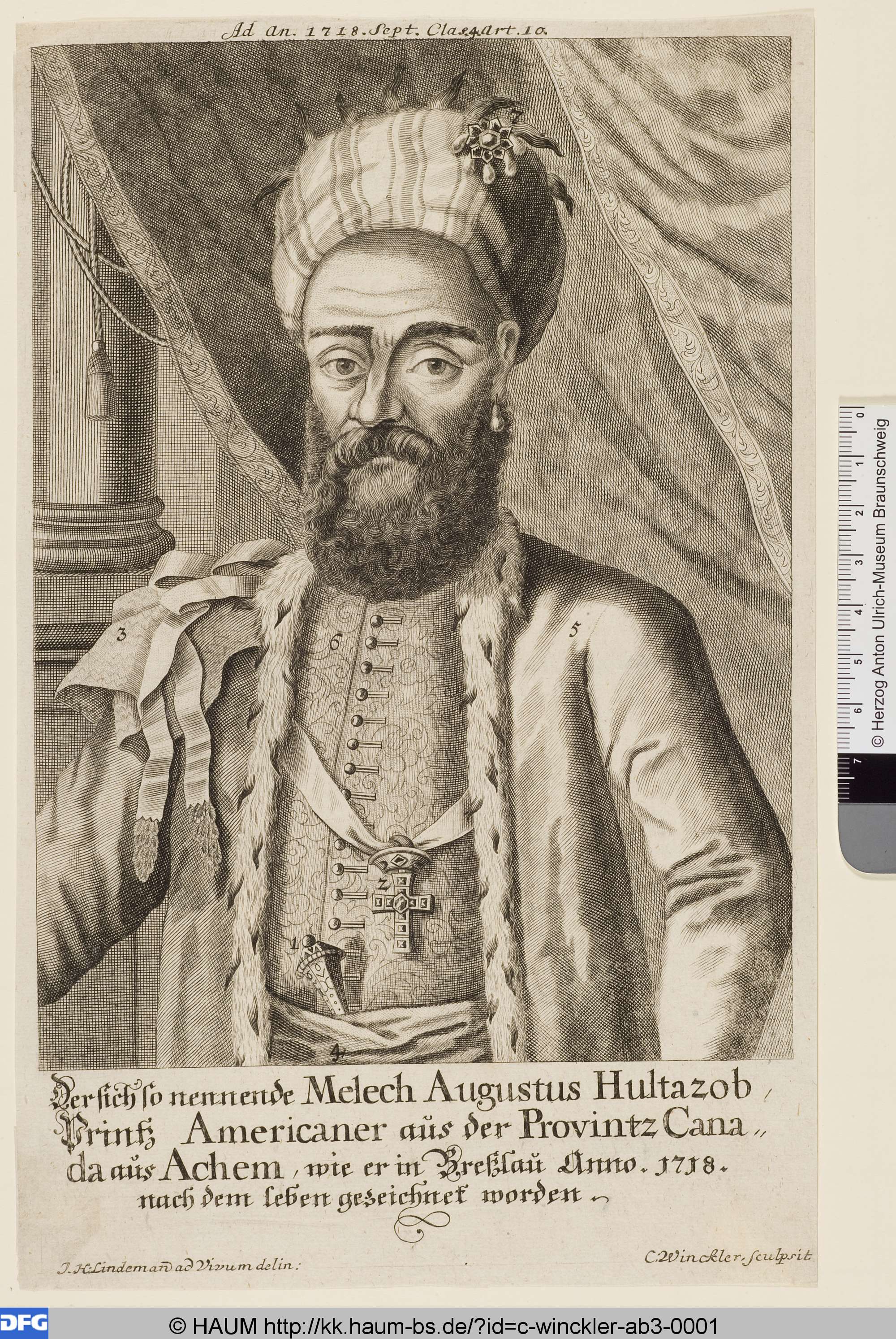 [Federico Gualdi, der sich Melech August Hultazob Prinz aus Achem nannte], Christian Winckler, 1718–1730
