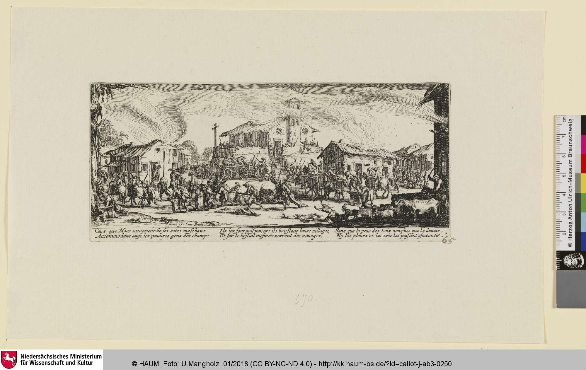 [Zerstörung und Verbrennung eines Dorfes; Pillage et incendie d`un village.], Jacques Callot, 1633