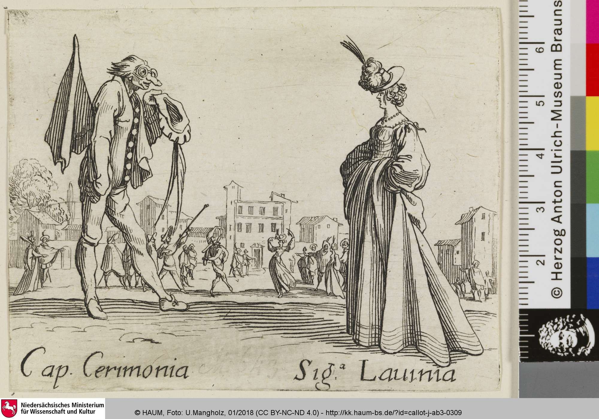 [Balli di Sfessania: Cap. Cerimonia und Signora Lavinia], Jacques Callot, 1620–1625