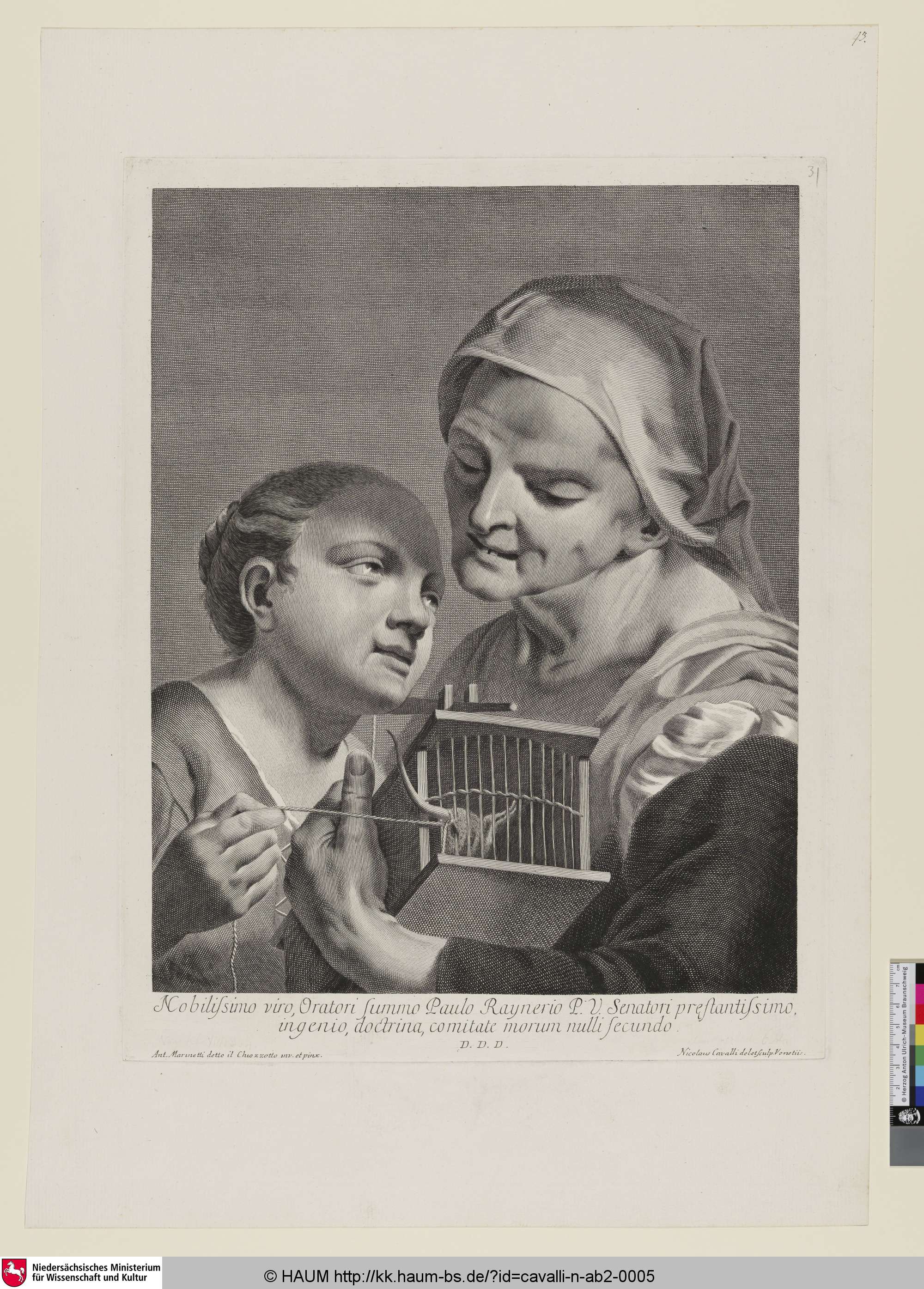 Doppelportrait eines jungen Mädchens und einer älteren Frau, die eine Mausefalle in den Armen hält., Nicolò Cavalli, 1750–1822