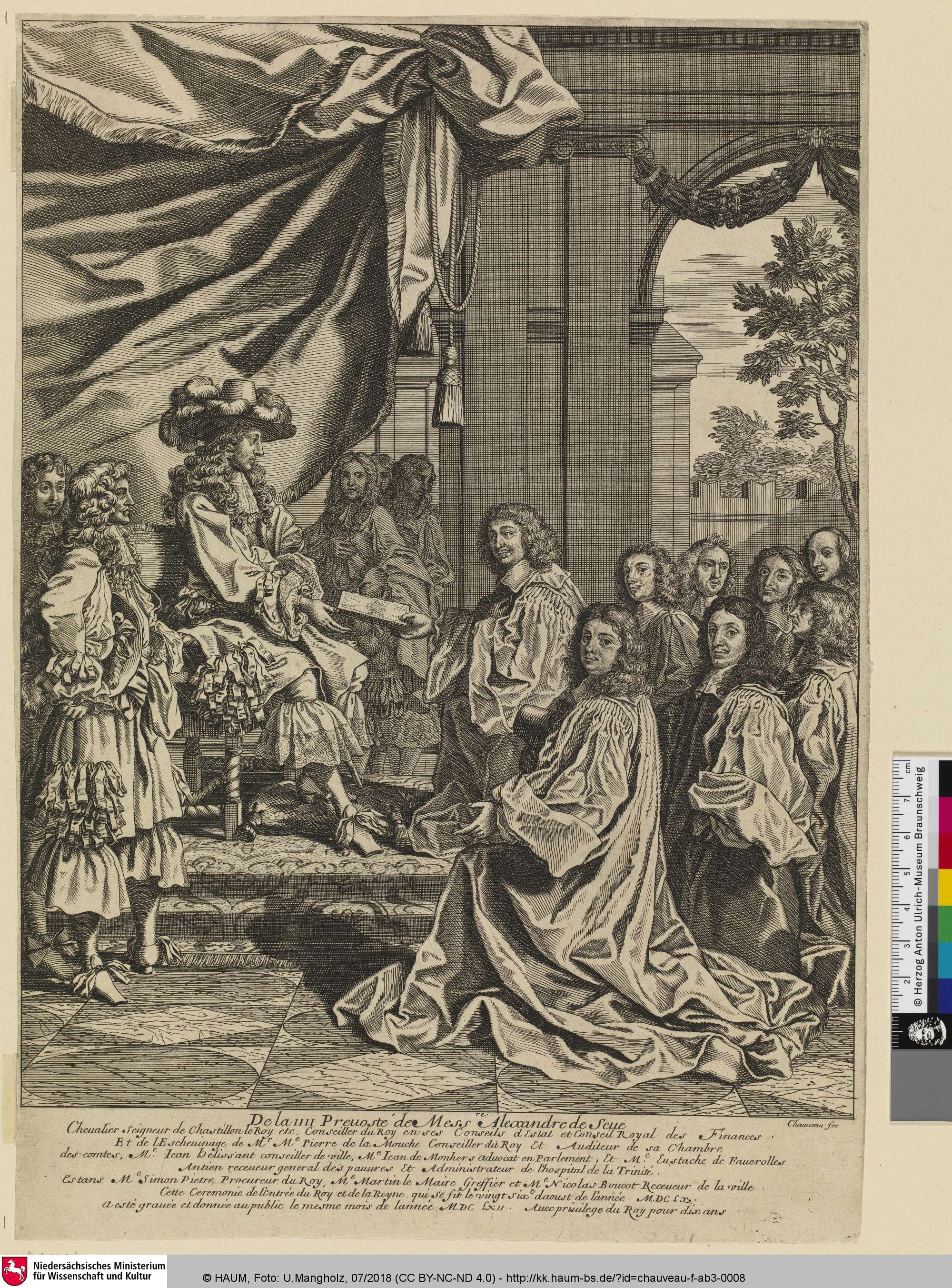 [Ludwig XIV wird vom Magistrat ein Buch gereicht], François Chauveau, 1662