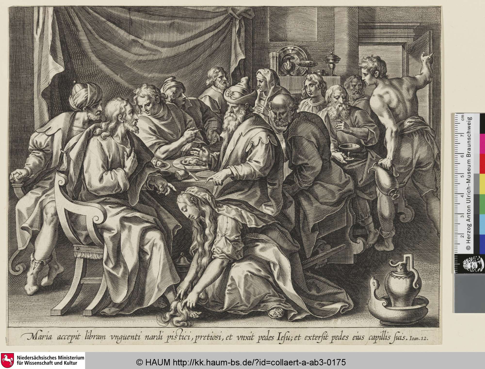 [Mary Magdalen anointing Christ's Feet; Magdalena salbt Christus die Füße], Cornelis Galle, 1598–1618
