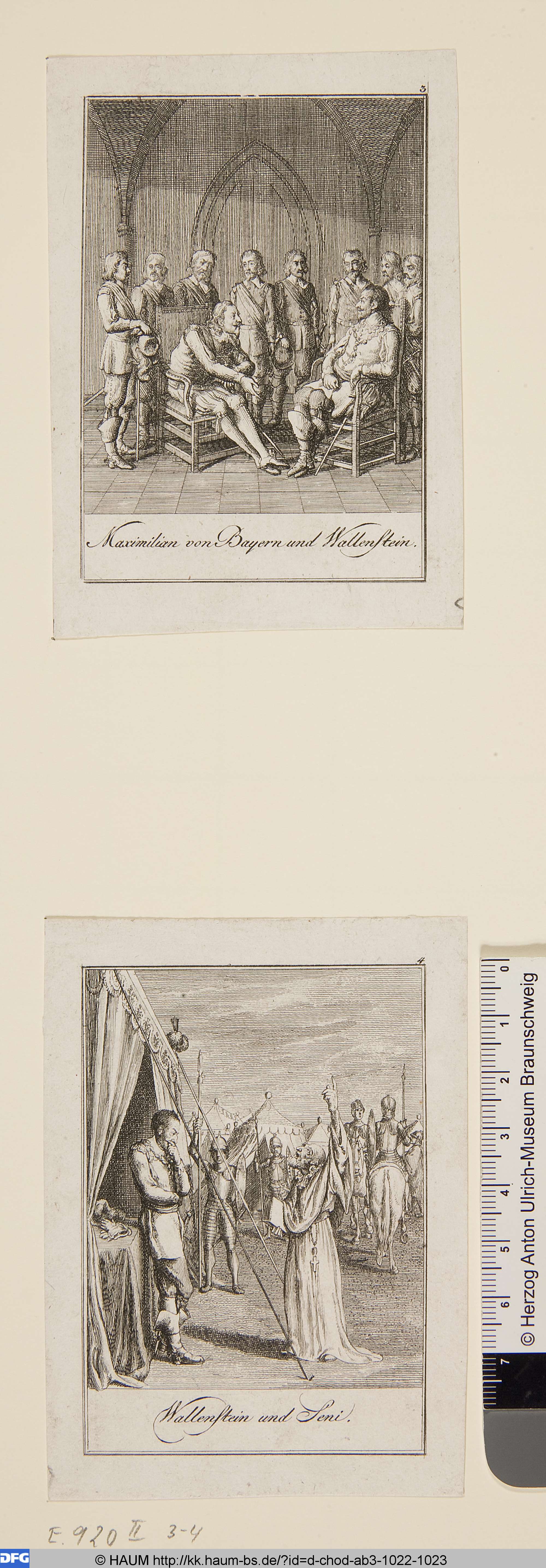 Unten: Wallenstein und Seni, Daniel Chodowiecki, 1799