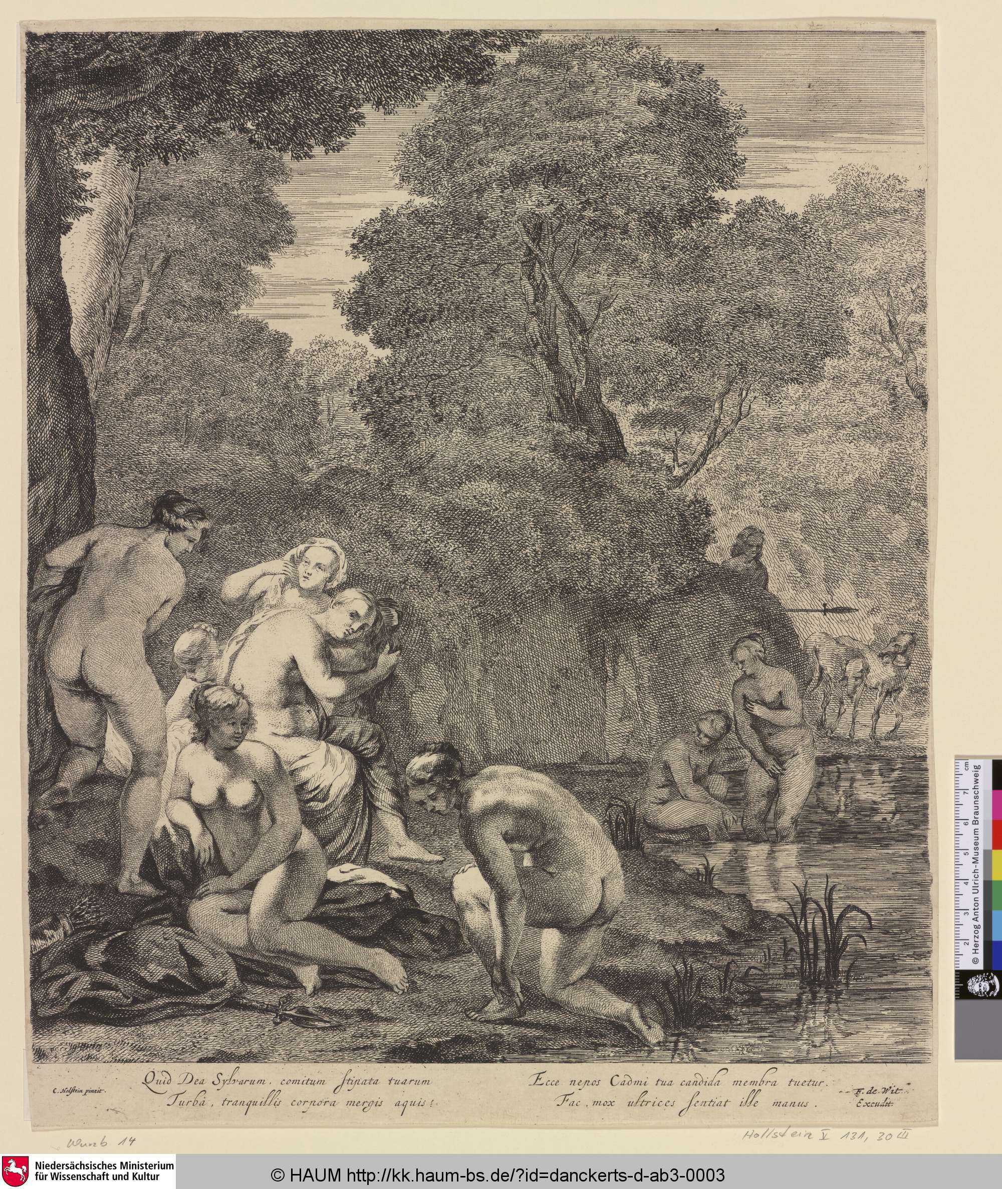[Diana wird von Actaeon überrascht; Diana surprised by Actaeon], Cornelis Holsteyn, 1654–1666