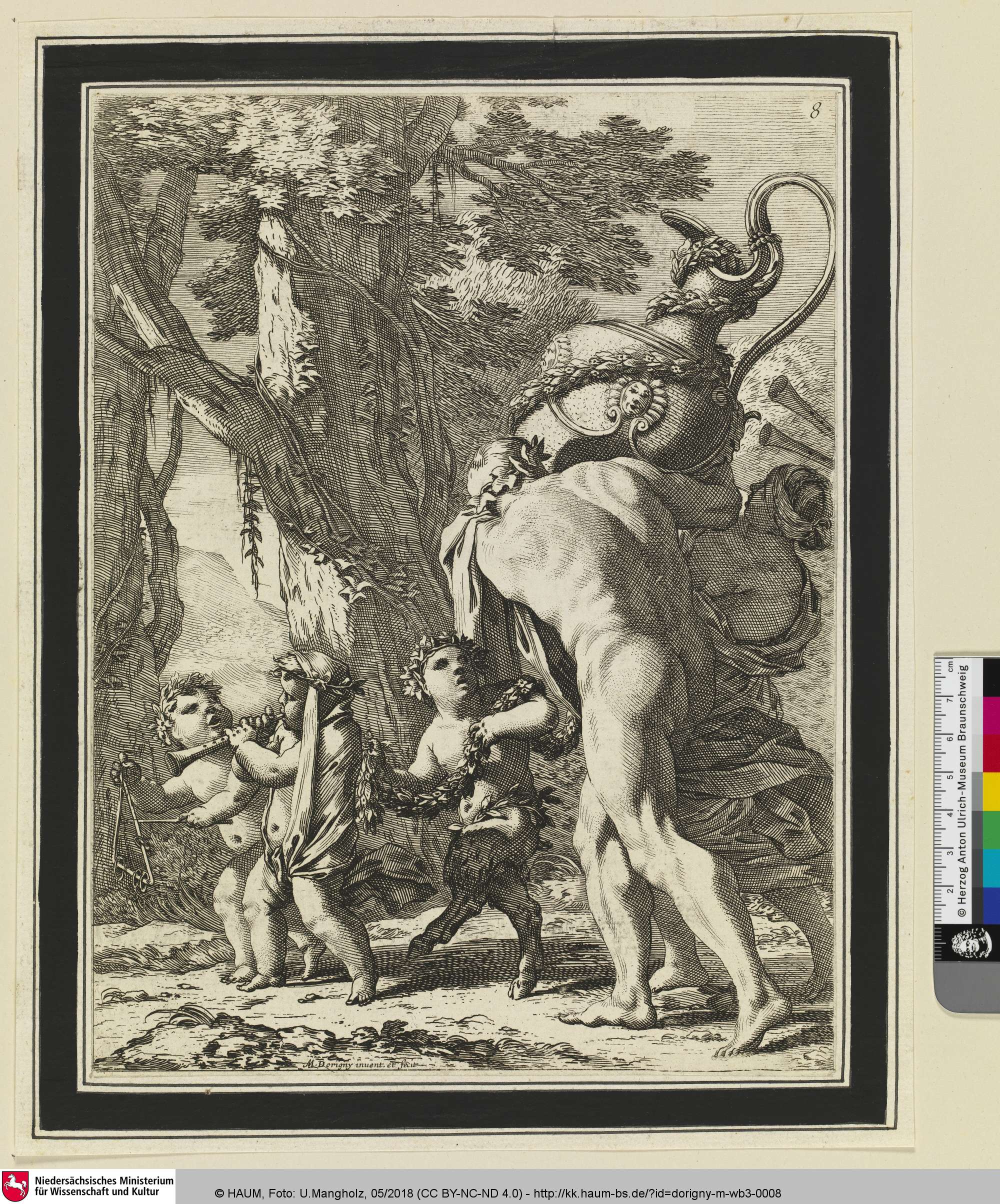 [Bacchanten mit Musikinstrumenten und großem Weingefäß], Michel Dorigny, 1637–1665