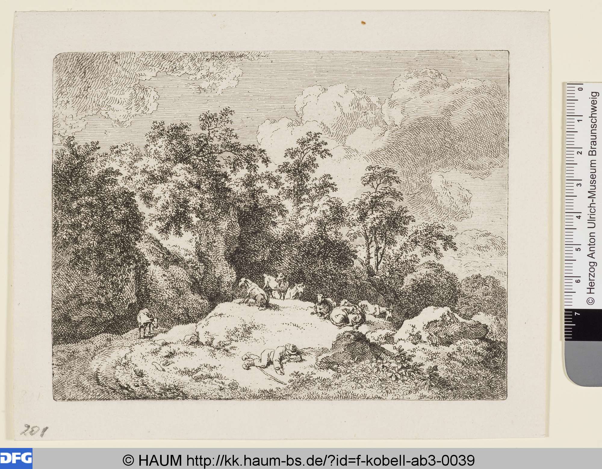 Ziegenherde auf einem Hügel im Wald, Ferdinand Kobell, 1760–1799