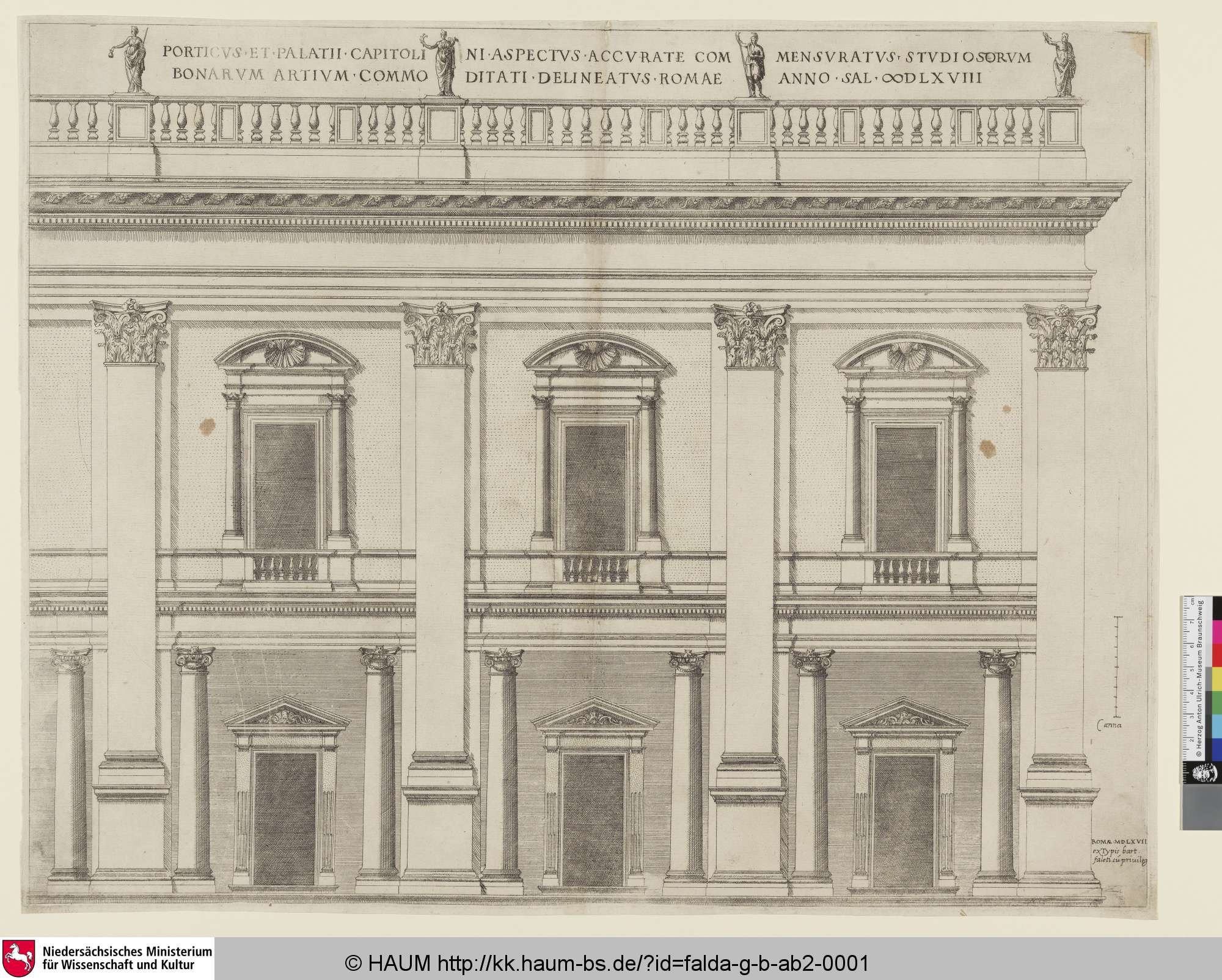 [Front des Konservatorenpalastes], Giovanni Battista Falda, 1568