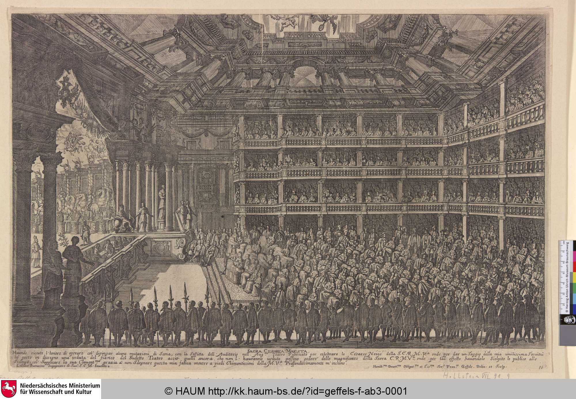 Sacra Cesarea Maesta [Theatervorstellung am Hofe zu Mantua; Performance in the theatre at the court of Mantua], Lodovico Ottavio Burnacini, 1655–1699