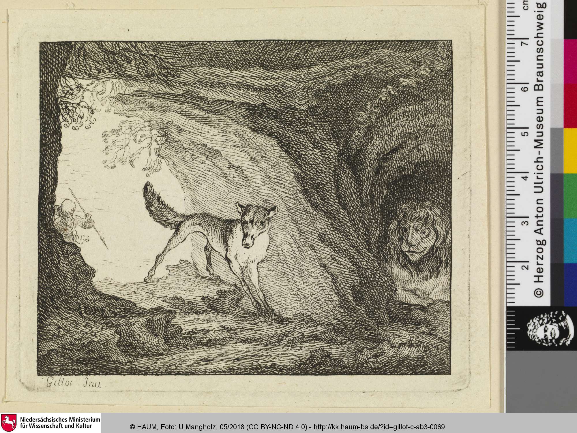[Der Fuchs und der Löwe; Le Renard et le Lion], Claude Gillot, 1719