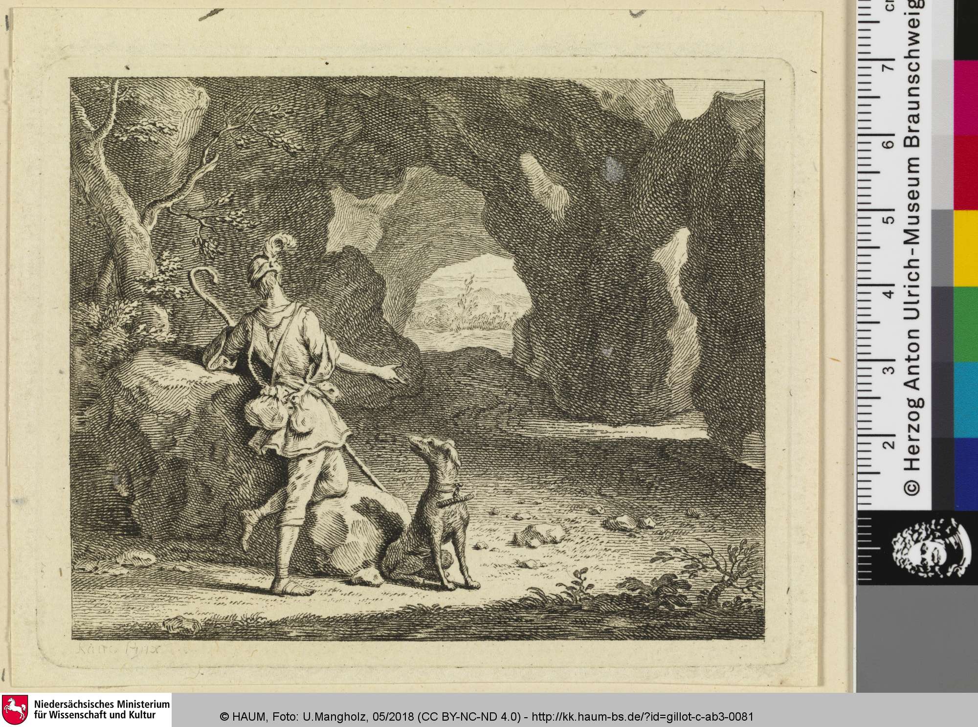 [Ein Hirte mit Hund vor einem Höhlendurchgang], Claude Gillot, 1693–1722