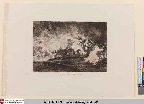 Escapan entre las llamas [Sie entkommen zwischen den Flammen; They escape through the flames], Francisco Goya, 1810–1812