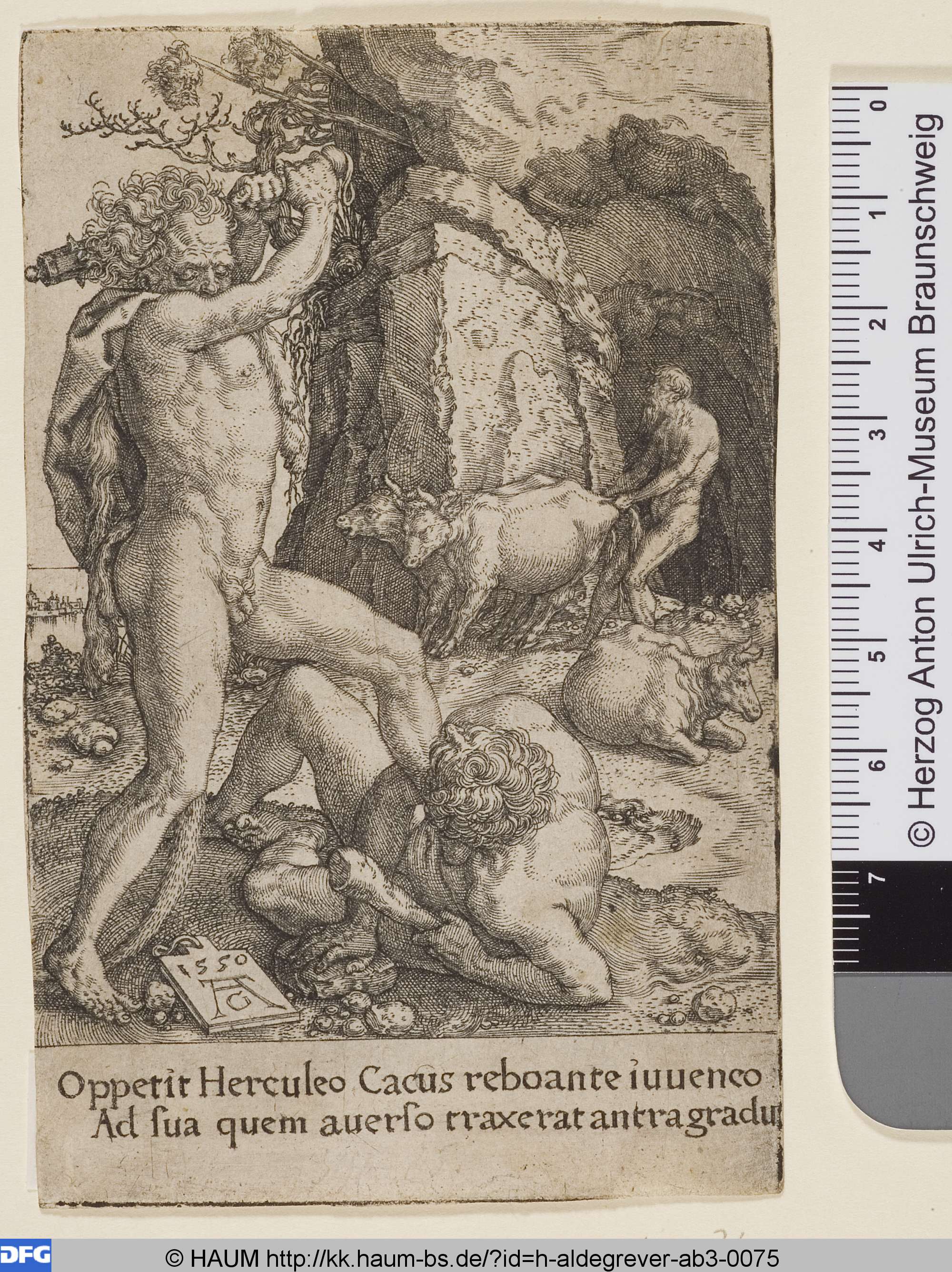 Herkules tötet Cacus, Heinrich Aldegrever, 1550
