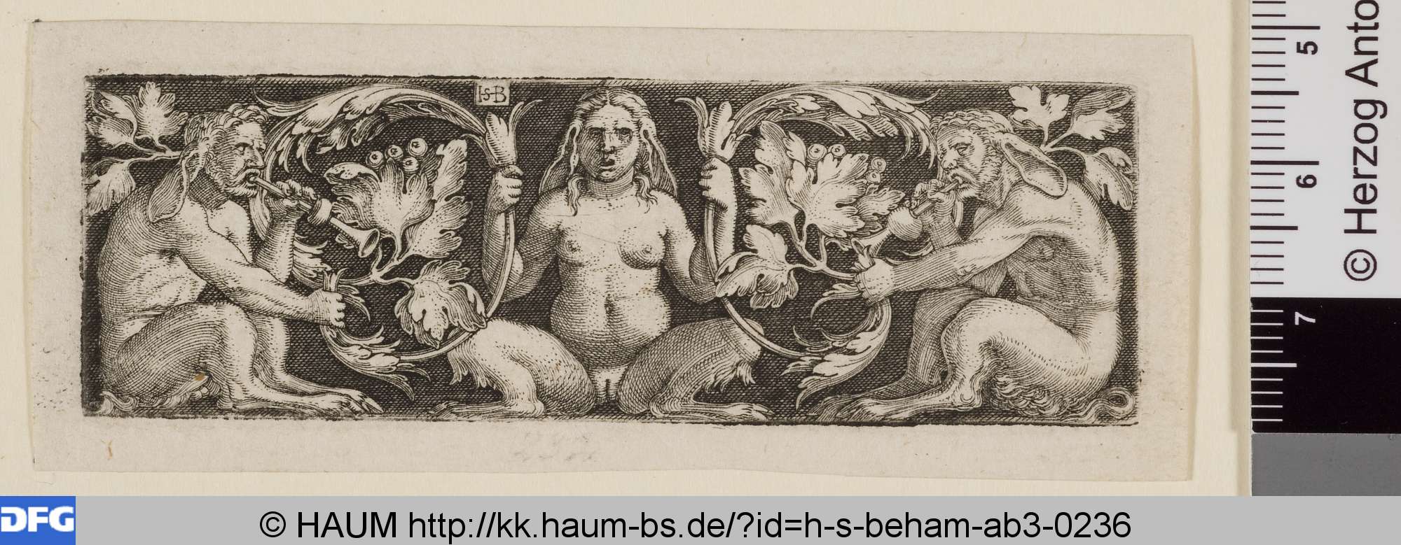 Querfüllung mit drei Satyrn, Hans Sebald Beham, 1520–1550