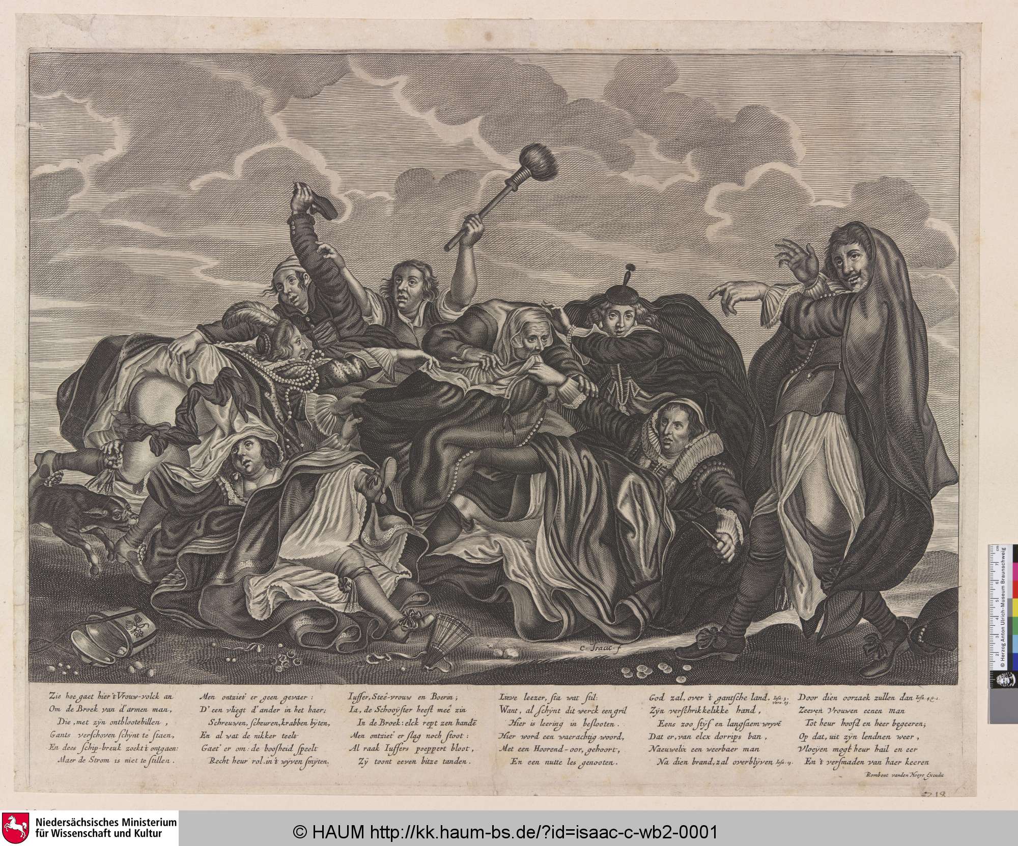 [Eine Gruppe von Frauen kämpft um die Hose eines Mannes], C. Isaac, 1600–1672