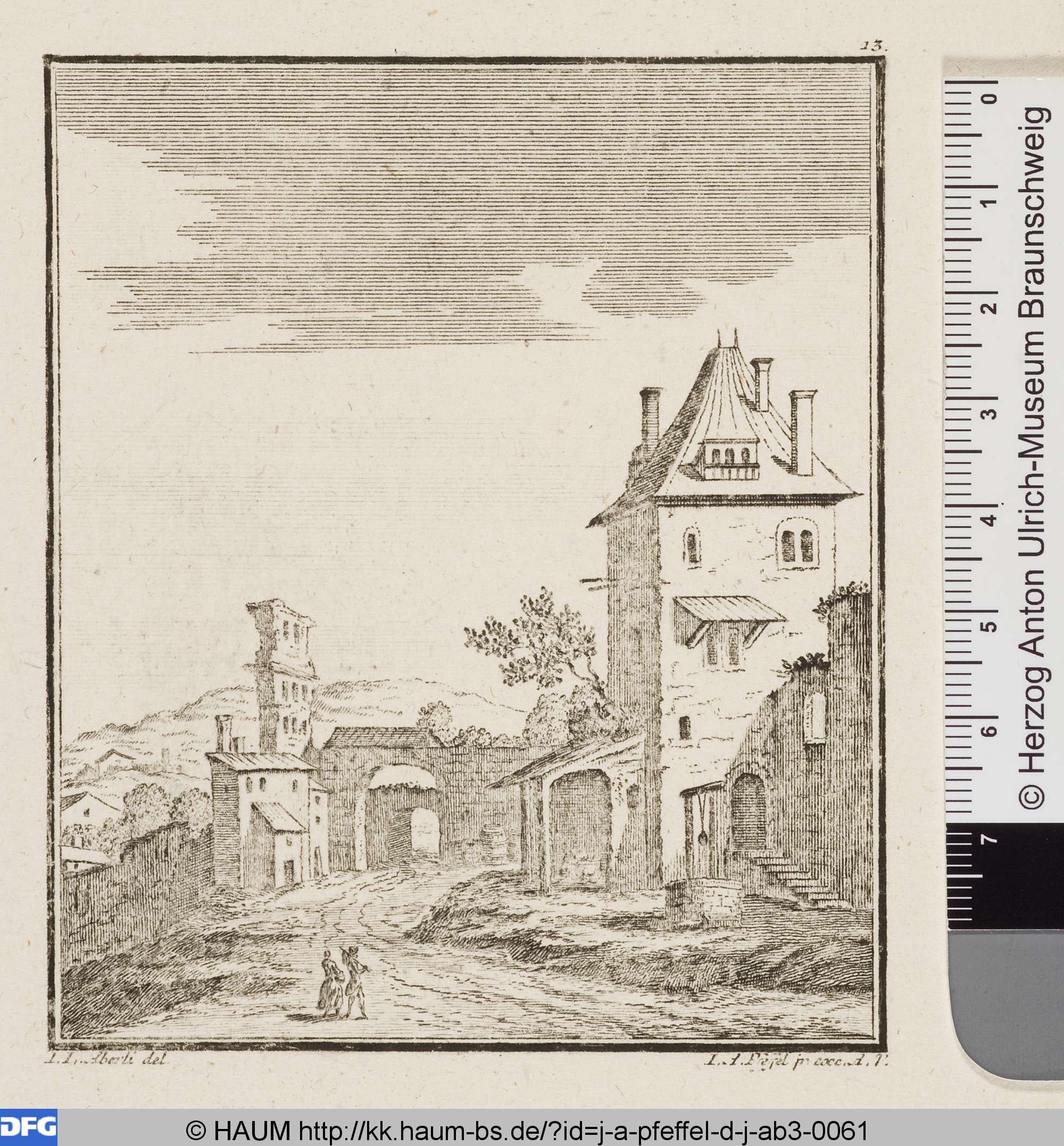 Landschaft mit Paar auf breiter Straße, 1707–1760