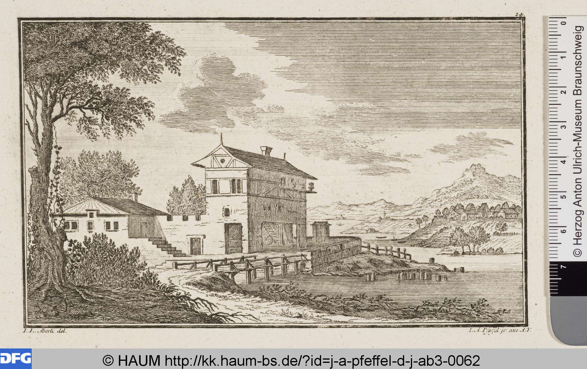 Flusslandschaft mit Brücke, 1707–1760