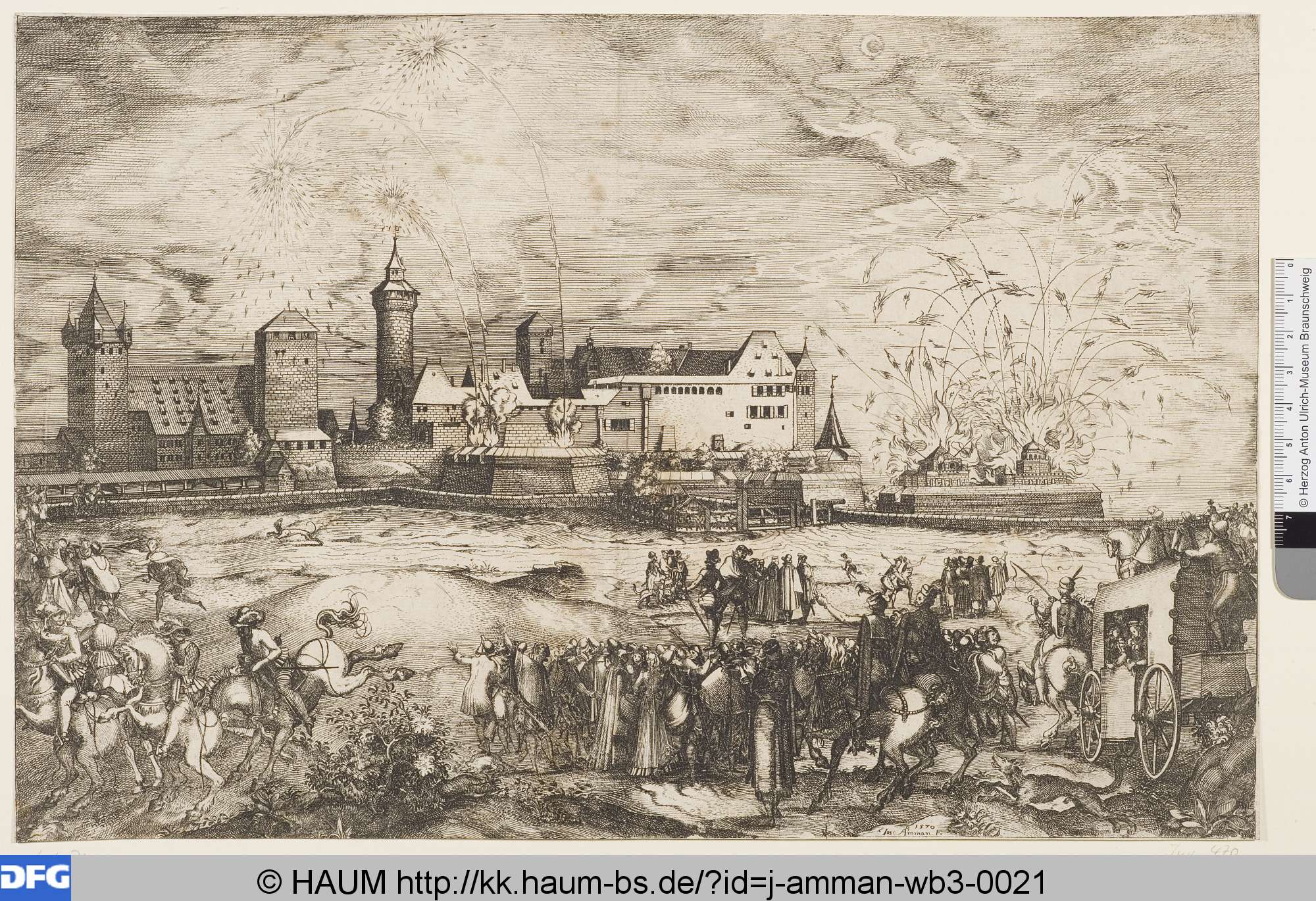 Das Feuerwerk auf der Veste zu Nürnberg 1570, Jost Amman, 1570
