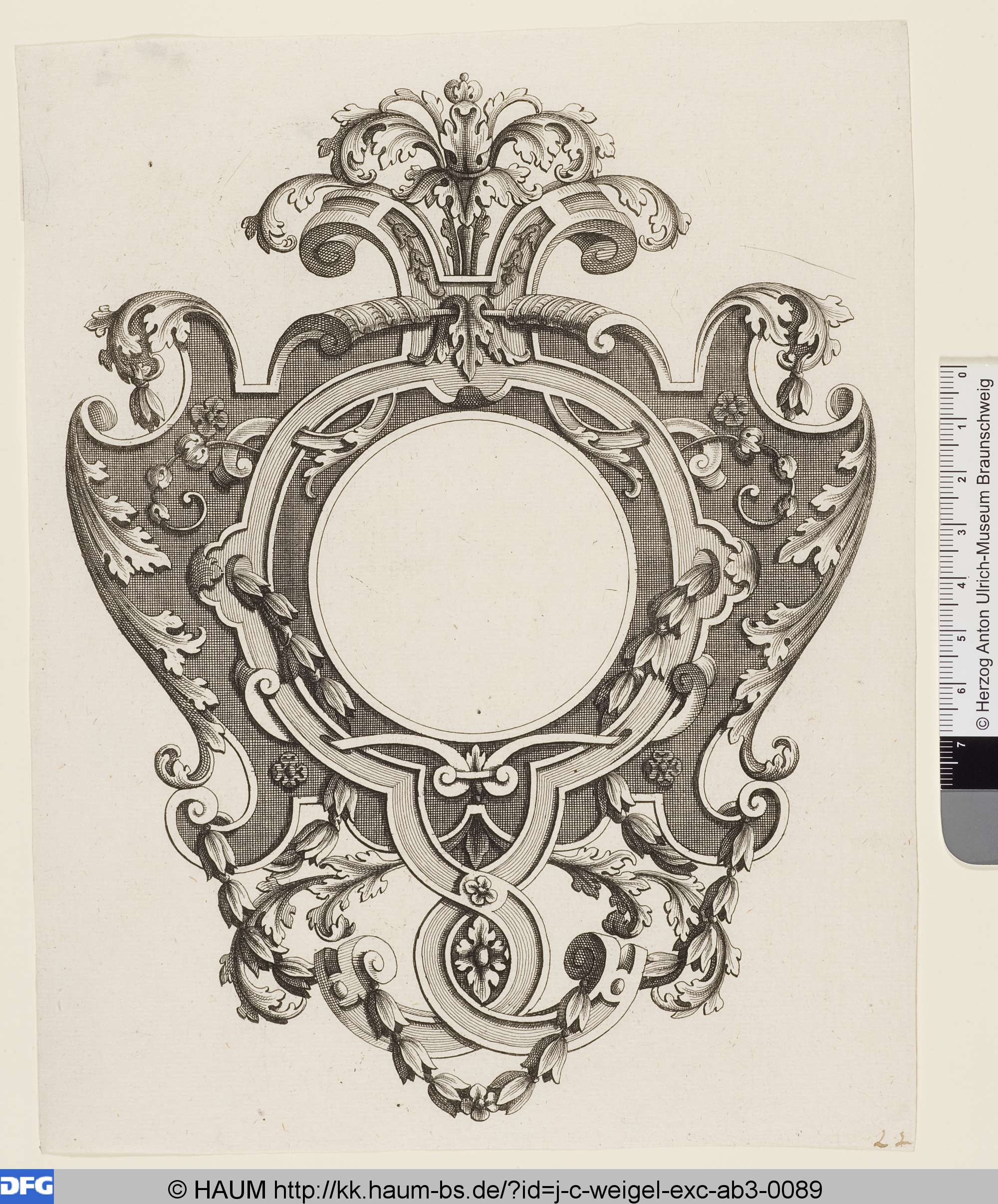 Runde Einfassung mit Girlanden, Johann Christoph Weigel, 1681–1726