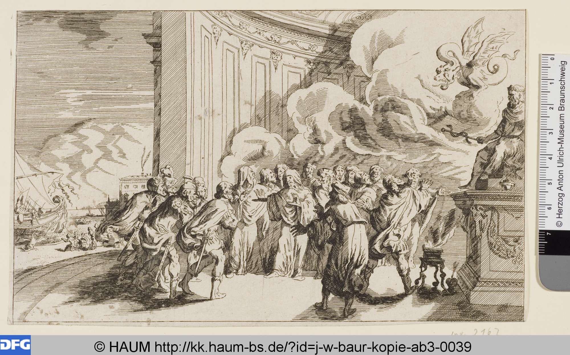 Aesculapius / Aesculapius in serpentem mutatus comitatur Romam, 1641–1700