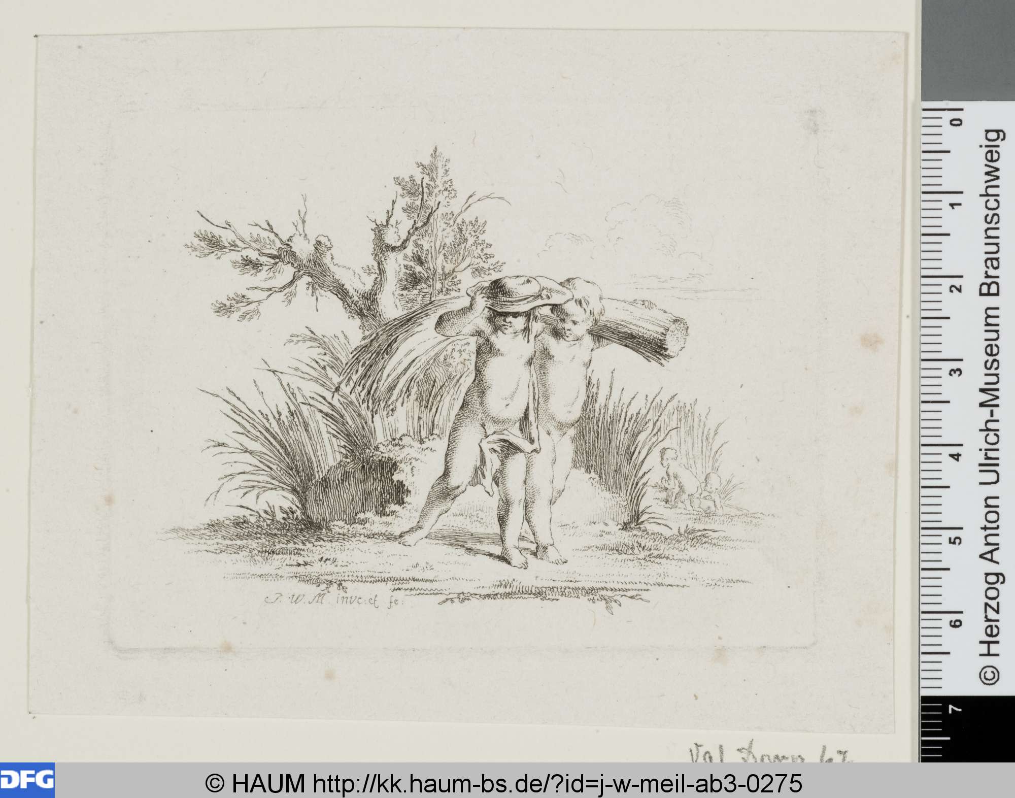 Zwei Genien tragen eine Garbe, Johann Wilhelm Meil, 1753–1805