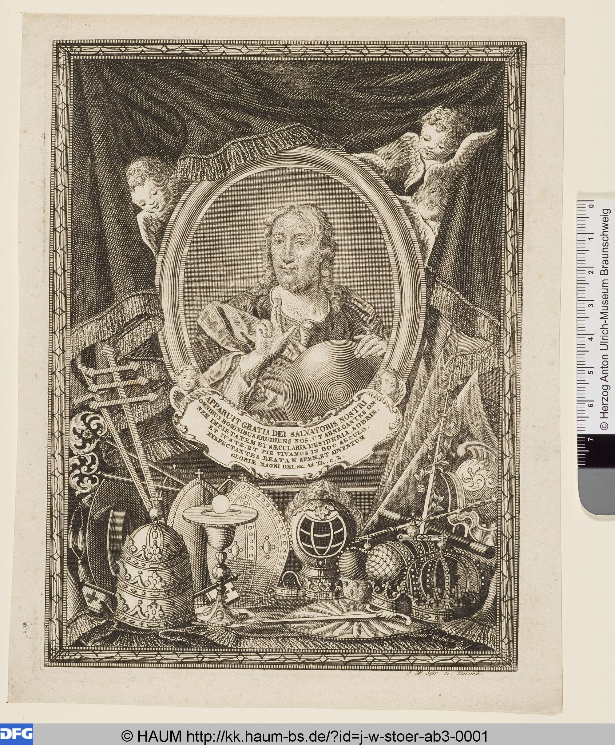 Christus als Erlöser umgeben von geistlichen und weltlichen Herrschaftszeichen, Johann Wilhelm Stör, 1727–1755