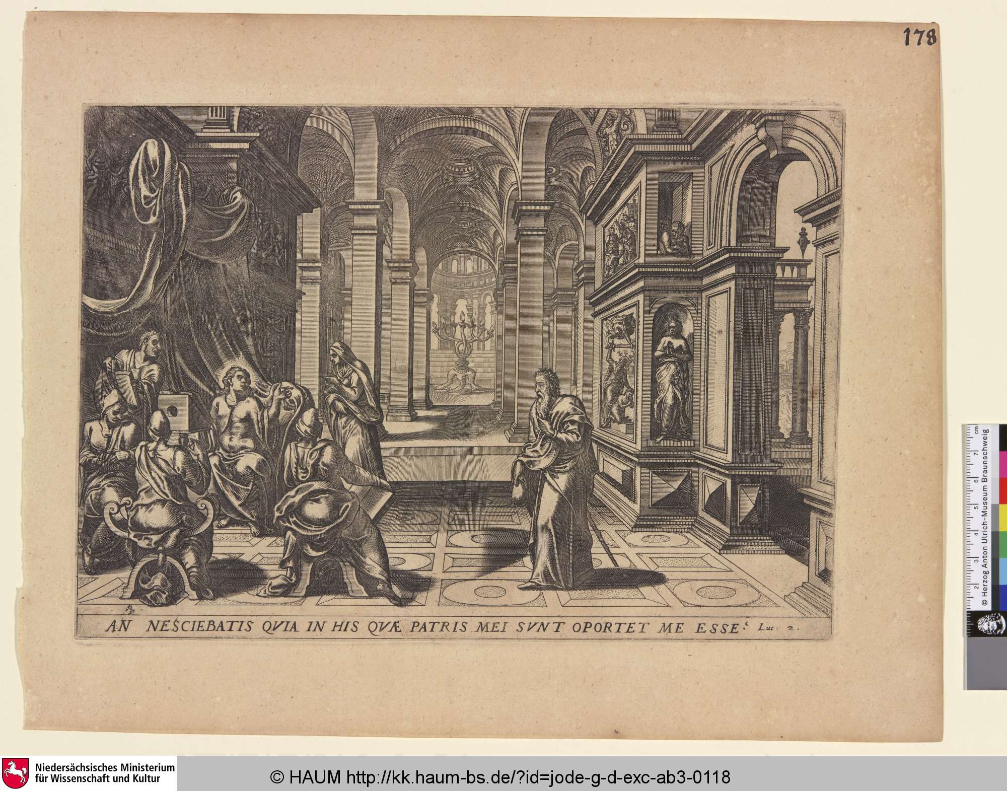 [Das Streitgespräch im Tempel; The Dispute in the Temple], Gérard de Jode, 1571–1573