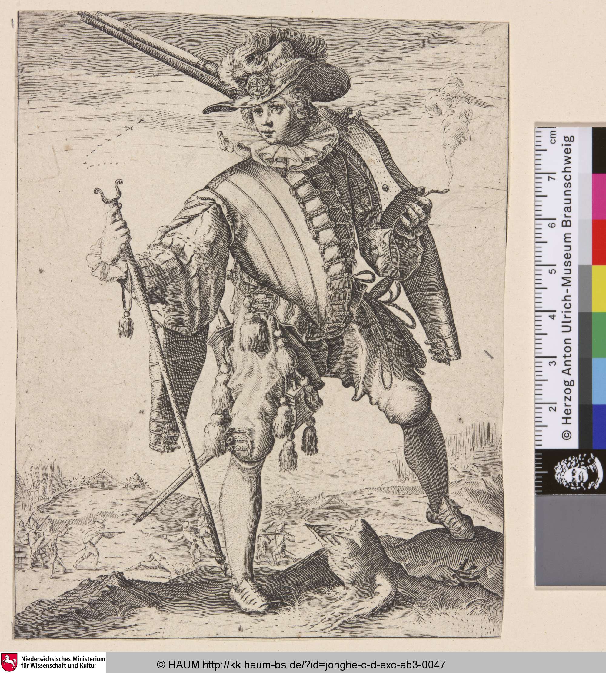 [Offizier mit Federhut und Gewehr], Clement de Jonghe, 1587