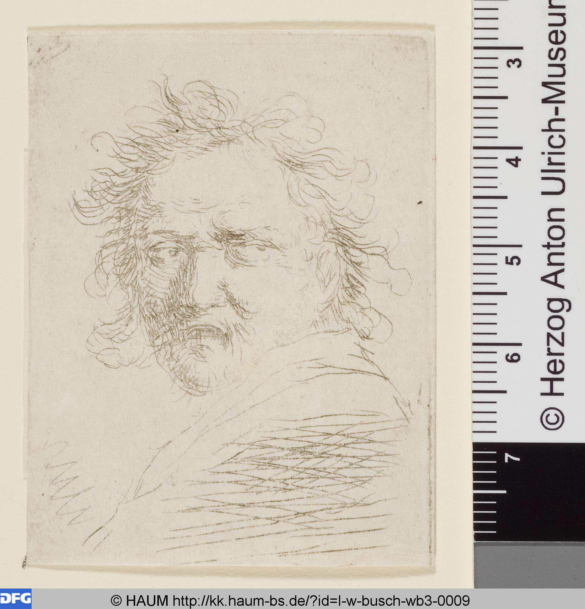 Kopfstudie, Mann mit wirrem Haar, Rembrandt, 1723–1772