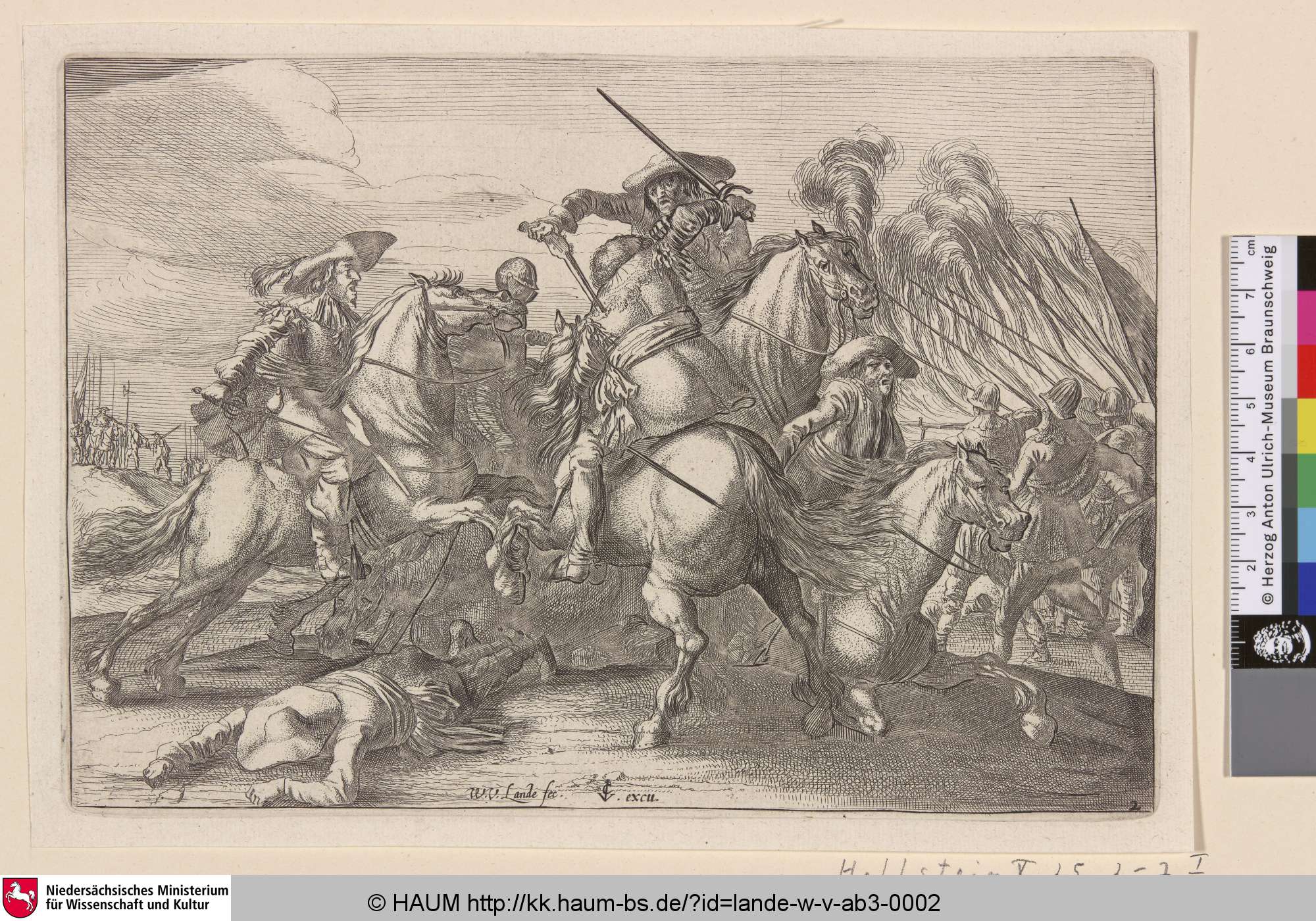 [Fünf Reiter im Gefecht; The Five Horsemen; Vijf ruiters in gevecht], Willem van Lande, 1620–1650