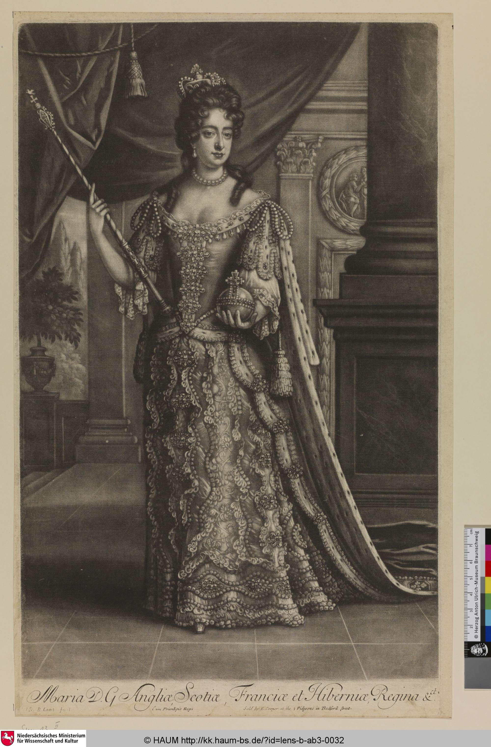 Marie D. G Angeliae, Scotiae, Franciae et Hiberniae, Regina & ct., Bernard Lens, 1679–1725