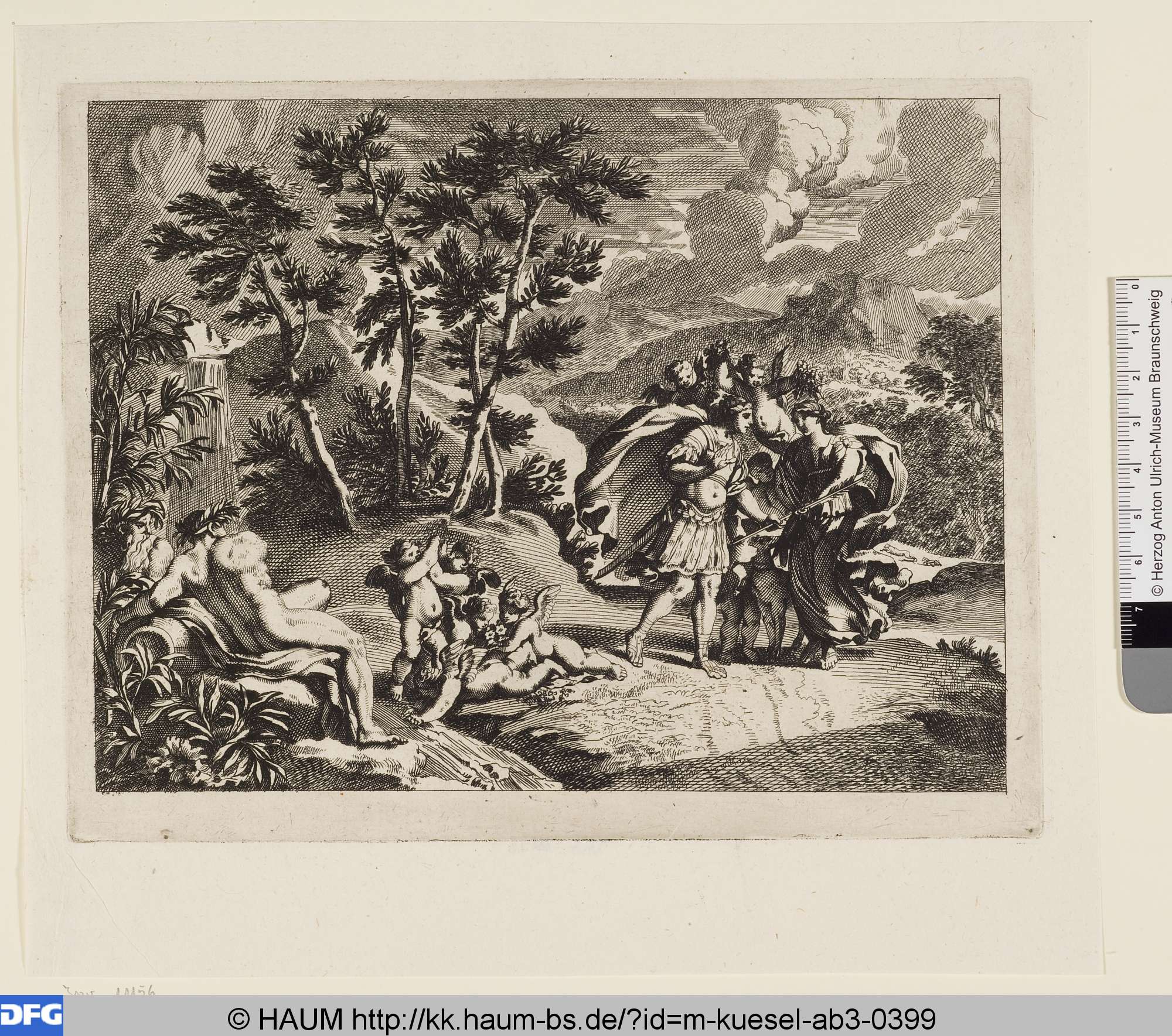 Procris schenkt Cephalus einen Jagdhund, Jean Le Pautre, 1667