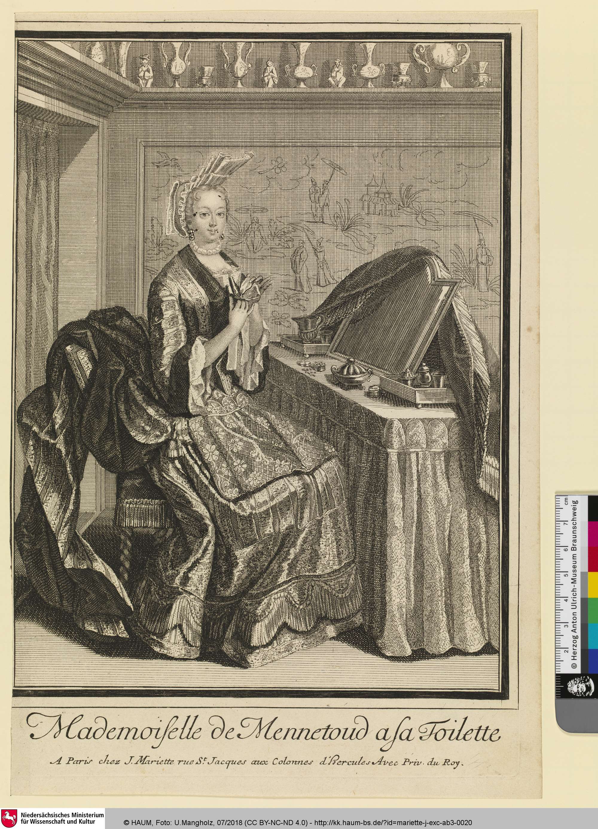 Mademoiselle de Mennetoud a la Toilette, Jean Mariette, 1680–1742