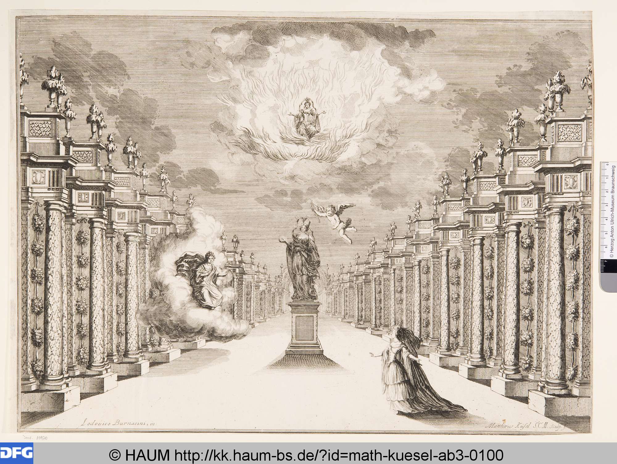 Bühnenbild zu der Oper 'Il fuoco eterno', 3. Bild: Heiligtum der Vesta, Lodovico Ottavio Burnacini, 1641–1681