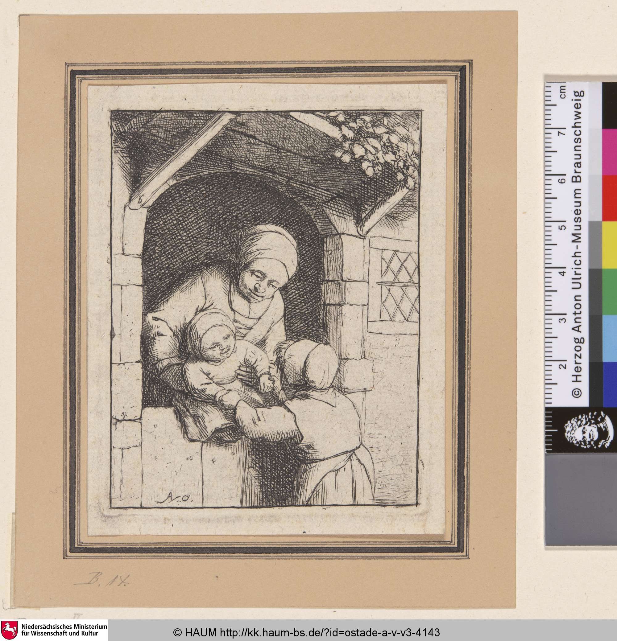 [Die Mutter mit zwei Kindern; Mother with two children; La mère et les deux enfans], Adriaen van Ostade, 1630–1685